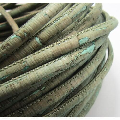 6mm Cork leather Cadet Blue Round Portuguese cork cord