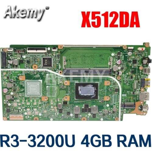 Akemy For ASUS VivoBook 15 X512DA F512D X512DA-SS3505T Laotop Mainboard X512DA Motherboard R3-3200U CPU 4GB RAM free shipping