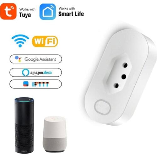 Alexa Google Home Support Tuya 16A Brazil Standard Smart Plug with Power Monitor, Smart Life APP WiFi BR Smart Socket