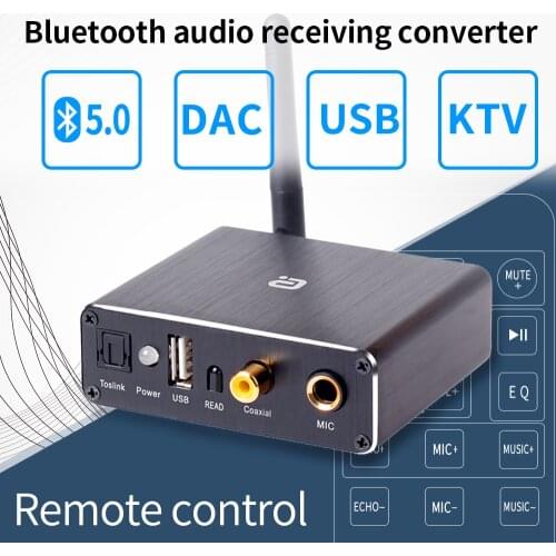 Audio DAC Decoder Adapter Bluetooth 5.0 Receiver Amp U-disk Player KTV microphone Adapter Optical Coaxial To Analog Converter