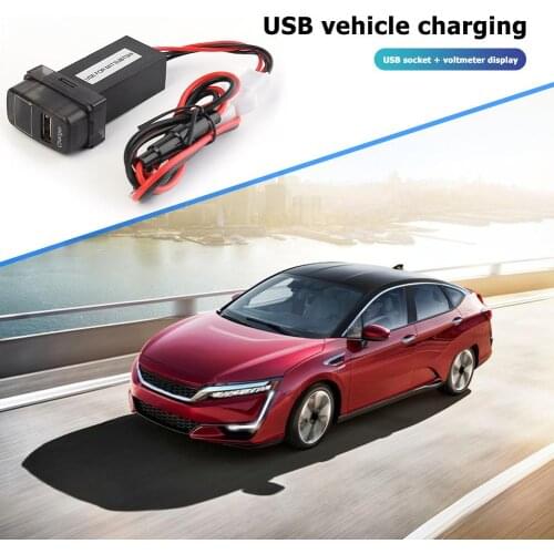 Mitsubishi USB Car Chargers Skillful Manufacture Superior Quality with Blue LED Voltmeter 2.1A USB Charger Socket