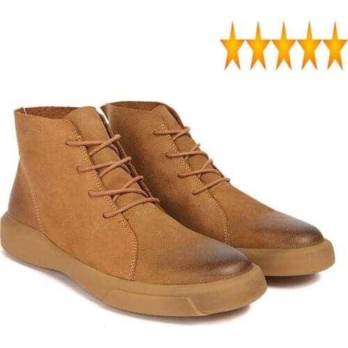 Ankle Genuine Autumn Men High Top Leather Shoes European Style Casual Comfortable Soft Boots Zapatos Hombre
