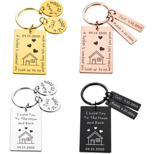 Personalized Family Love Souvenirs Keyring Couple Valentine Keychain Customized Name Date Lover Gifts Wedding Keychains Presents