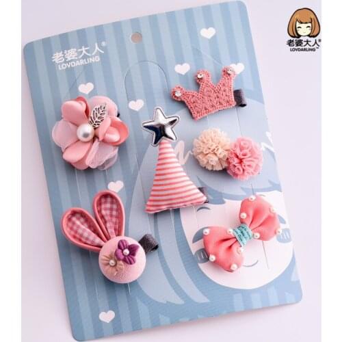 Hot Fabric Crown Rabbit Flower Bow Tie Hairpin Combination Suit Ya Hairclip Accessories Combination