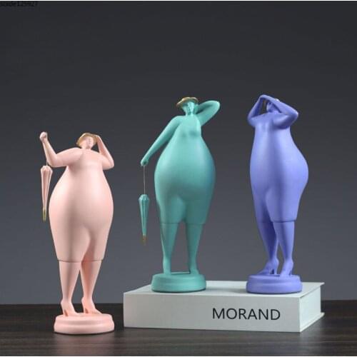 Creative Abstract Fat Woman Sculpture Resin Figure Art Statue Crafts Countertop Living Room Decor Birthday Gift Home Decoration