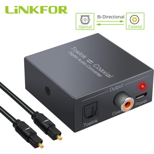 LiNKFOR Digital Audio Optical SPDIF Toslink Converter Supports LPCM2.0/ DTS Bi-Directional Coaxial To Optical Splitter Converter