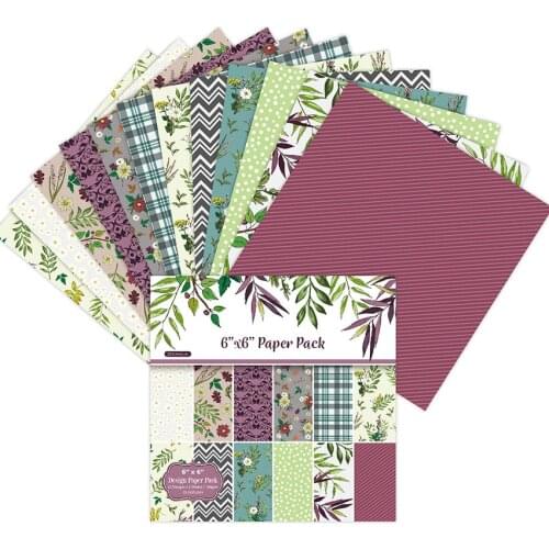 Leaf 24 sheet 6"X6" Scrapbooking design patterned paper pack handmade craft paper craft Background pad AlinaCraft