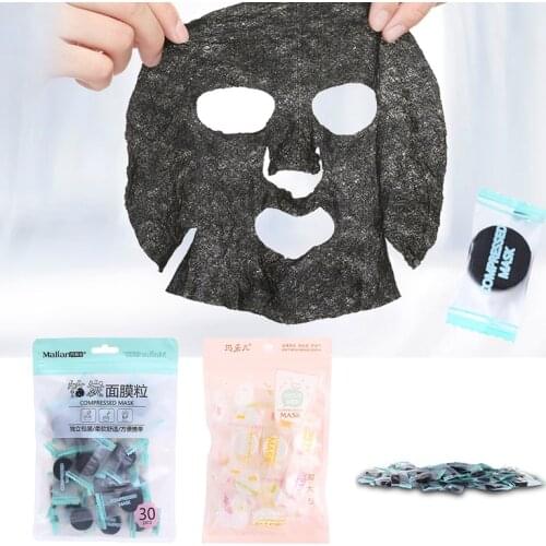 30Pcs Bamboo Charcoal Compressed Mask Sheet Paper Non-toxic Portable DIY Tools Moisturizing Whitening Beauty Skin Care TSLM1