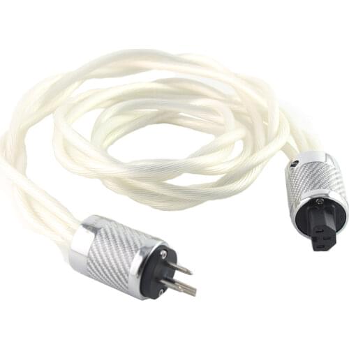5N OCC single crystal US & EU AC Audiophile audio amplifier DAC filter HIFI silver Power cable Carbon fiber rhodium plating plug