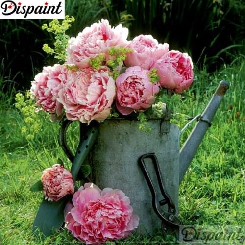 Dispaint Diy Diamond Painting "Flower kettle scenery"Cross Stitch Square Round Diamond Embroidery Handwork Rhinestone Art A27493