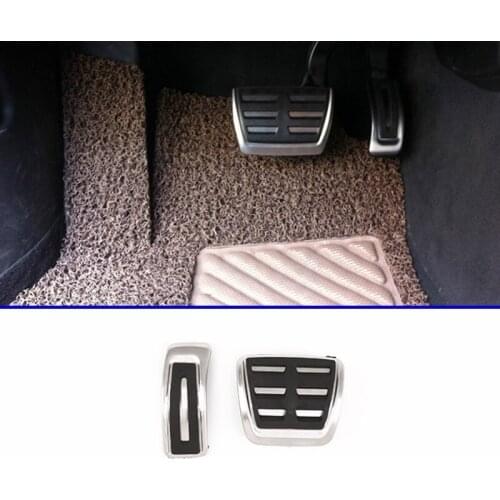 2pcs For Porsche Macan 2018-2019 Fuel Brake Accelerator Foot Rest Pedal Pad Plate Trim