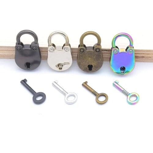 New Color Vintage Padlock Old Style Lock Notebook Luggage Rainbow Color Plated Padlock With Key Suitcase Locks Hardware