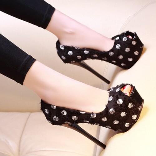 Platform Heels Sandals Women Summer High Heels Shoes Crystal Peep Toe Slides Black Zapatos Mujer Hollow Pumps women 2021