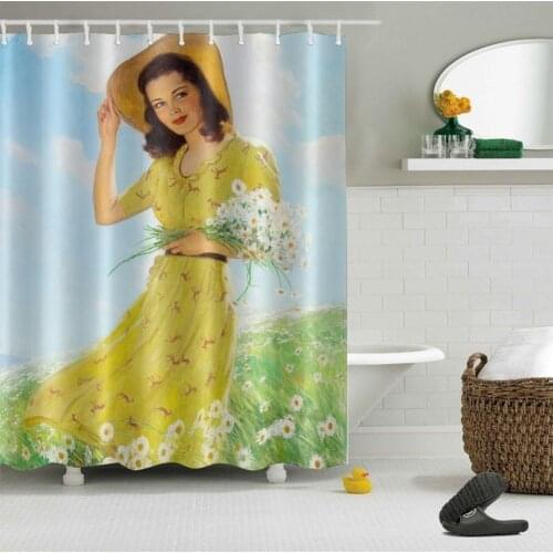 LB 180*180 Bikini Sexy Girl Lady Shower Curtains Polyester European Classical Retro Bathroom Curtain Fabric for Bathtub Decor