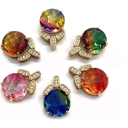 Crystal Earrings Colorful Gradient Color Cubic Zirconia Earrings Necklace Pendant for Ladies for DIY Fashion Party Jewelry