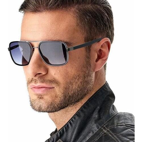 Feishini Retro Metal Square Sunglasses Men Polarized Brand Designer Driver Safety Outdoor EyeGlasses Man Shades UV Protection