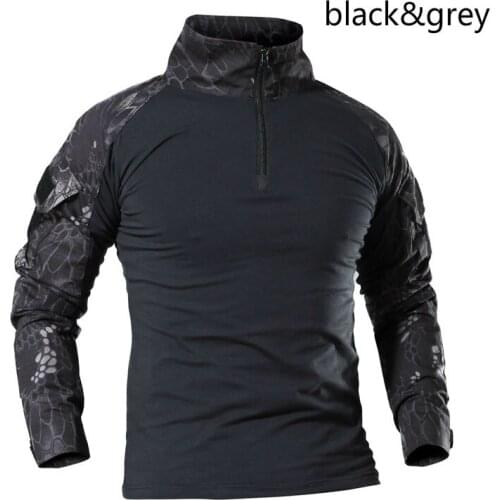 Outdoor Autumn Winter Men Hiking T-shirts Camouflage Tactical Combat Multicolor T-Shirts Hiking Trekking Warm Windproof T-Shirts