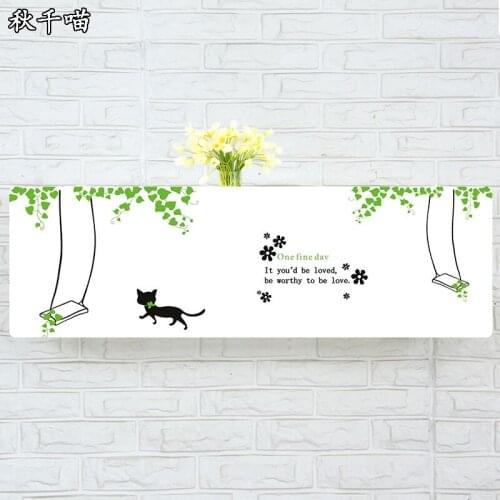 Indoor Air Conditioner Cover Wall Mounted Decorative Hood Embroidery 74 79 81 83 86 89 95 105 x 30 x 20cm Cat Swing White