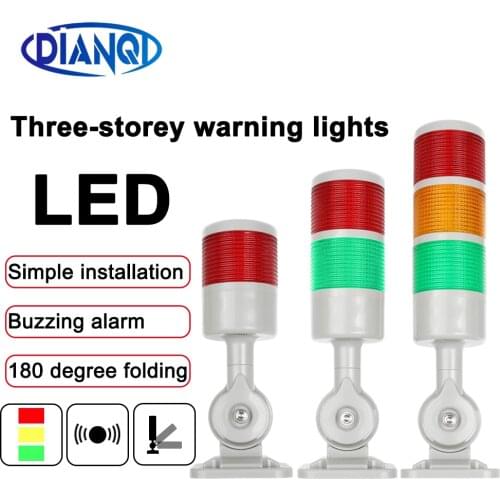 Rotatable 180 Stack light LED Alarm warning light industrial for CNC machine DC 12V 24V AC 110V 220V Steady flashing light