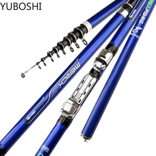 YUBOSHI Portable carbon fiber Spinning Fishing Rod 3.6M-6.3M M Power Telescopic Rock Fishing Rod Carp Feeder Surf Spinning Rod