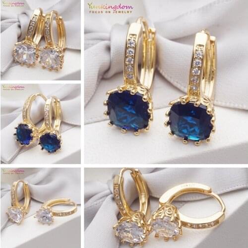 Yunkingdom Statement Fashion Classic Jewelry Gold Earring Square Cubic Zirconia Crystal Hoop Earrings for Women Wedding Party