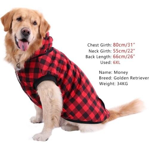 Dog Winter Clothes Fashion Grid Pattern Warm Soft Thick Dog Cat Outfit Jacket Fall Winter Hoodie Coat For Dogs Pet Apparel