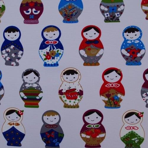 1 yard Cotton Canvas Fabric for sewing, pathwork, bag, curtain, hadmaking - Russia Dolls (width=145cm)