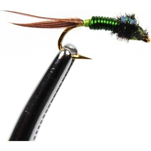 10pcs Copper John Nymph Stone Fly Fishing Trout Bait #14 Green