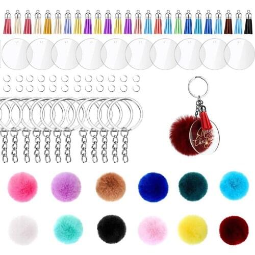 120 PCS Sublimation Blanks Keychains Bulk Ornament Tag Set Acrylic Keychains Blanks Tassels Jump Rings for DIY Craft Making