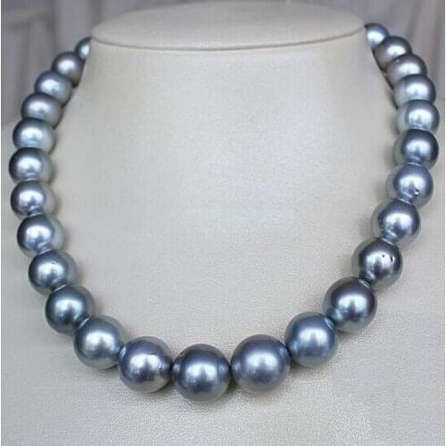 16m NATURAL SOUTH SEA GENUINE SILVER GRAY GREY SHELL PEARL NECKLACE earring gift