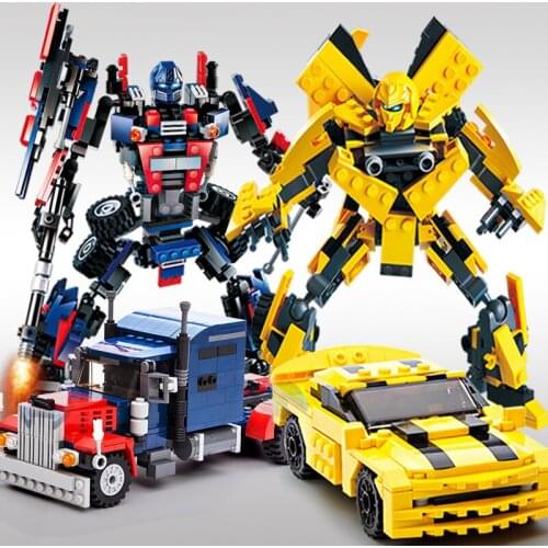 221pcs 2 In 1 Transformation Series Building Blocks Model Robot Vehicle Sport Car Gudi 8711 Toy for Boy Kid Compatible with