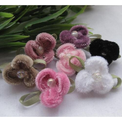 30pcs velvet ribbon Flower appliques wedding doll lots mix Upick