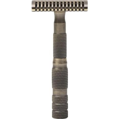 Yaqi Antique Brass Plating Shaving Razor With Leather Pouch For Travel