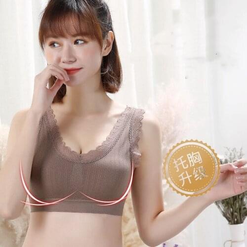 Bra For Big Breasts Yellow Tank Top Bodice Lingerie Sexy Indoor t-Shirts Unwired Lace Without Bracket Womens Top With Cups