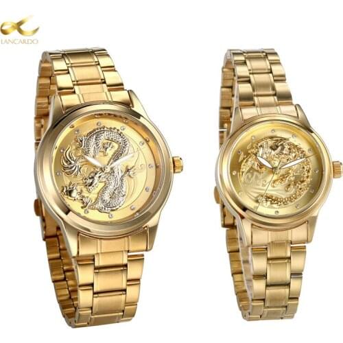 Lancardo Luxury Men Quartz Watches Women Waterproof Luminous Casual Stainless Steel Couple Clock Wrist Watch Relogio Masculino