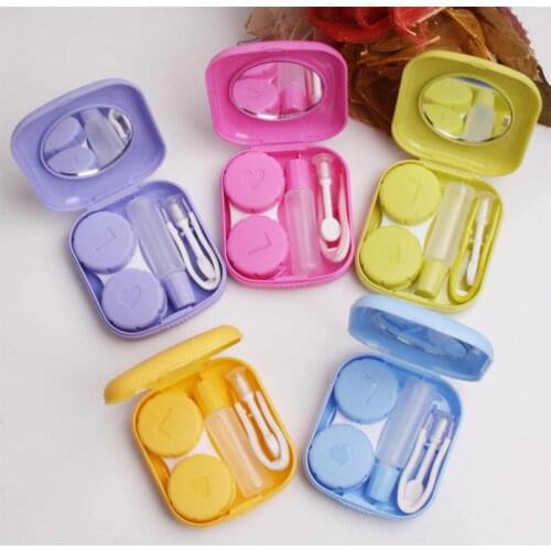 1 Pc Cute Style Contact Lens Case Pocket Portable Travel Kit Mini Mirror Container Make up beauty pupil storage box Easy Carry