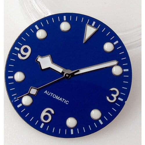 Nologo Green Luminous Steel 29.2mm Blue Green Watch Dial fit NH35A Movement