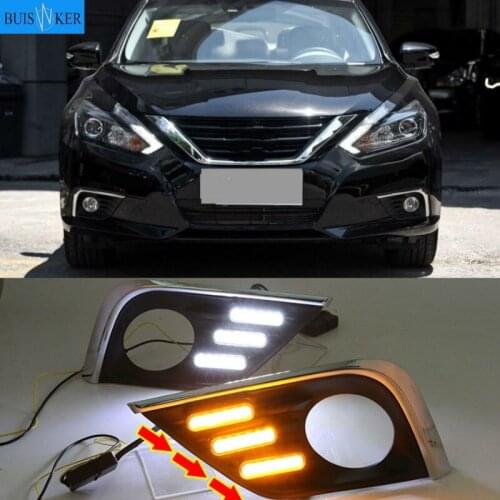 For Nissan Altima Teana 2017 2018 LED Daytime Running Light Waterproof Car 12V LED DRL fog Lamp with Turn Signal style Relay