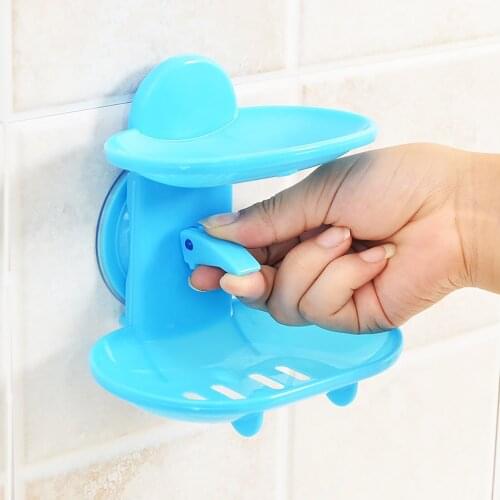 Double Layers drain Soap Box Kitchen Tools Bathroom Accessories Soap Dish Suction Holder Storage Basket Soap Box Stand