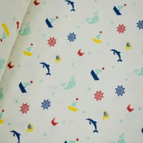 240 CM Eninde Deniz Figürlü Flanel Pamuklu Kumaş
