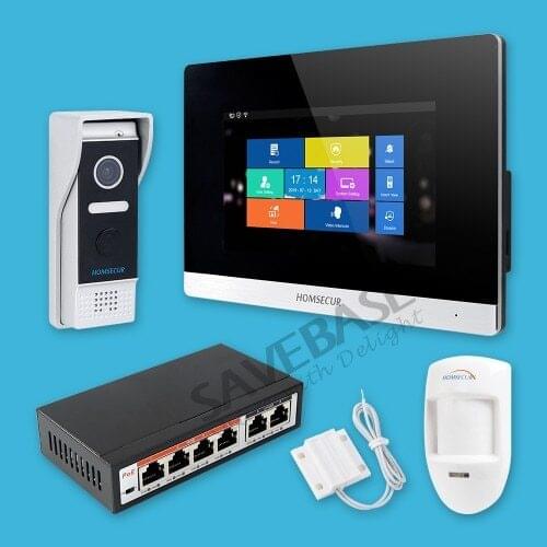 HOMSECUR 7" IP RJ-45 Video&Audio Home Intercom with Alarm System for House/Flat BC031IP-B+BM716IP-S