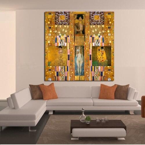 JQHYART Modern Oil Painting Gathers Gustav Klimt Canvas Art Wall Pictures For Living Room Home Decor Printed Frameless