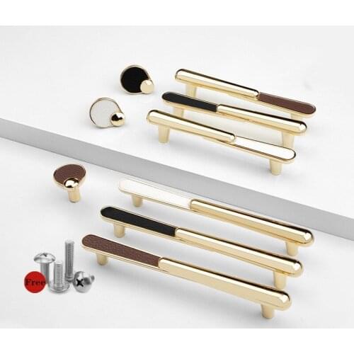 KK&FING Modern Simple Gold White Kitchen Cabinet Drawer Knobs and Handles Zinc Alloy Cupboard Wardrobe Pulls Furniture Hardware