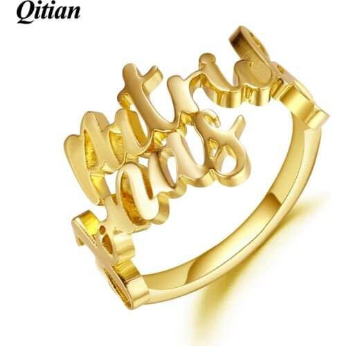 Personalized Name Rings Gold Color Date Numbers Heart Sprial Ring For Women High Quality Stainless Steel Men Jewelry Not Fade