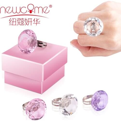 NEWCOME Eyelash Extension Adjustable Glue Ring Beauty Colors Finger Ring Adhesive Holder Eye Lash Extensions Pallet Ring