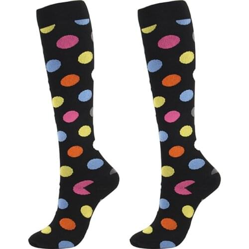Compression Sports Socks Women Men Knee High/Long Printed Nylon Hosiery Footwear Accessories