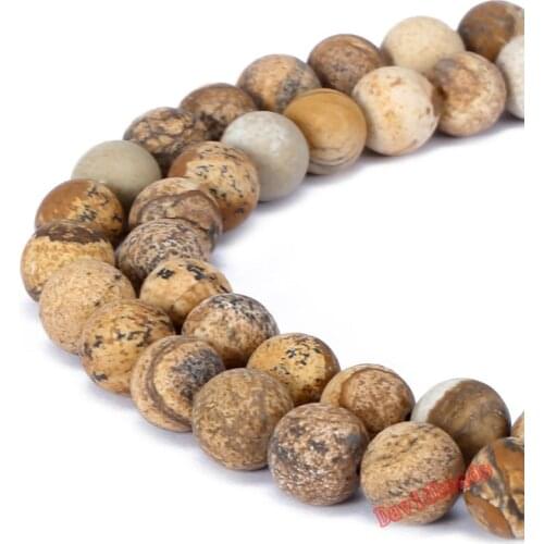 Fctory Price Round natural stone beads Round Gorgeous Matte Picture Jaspe loose Beads For DIY Jewelry making Necklace Bracelet