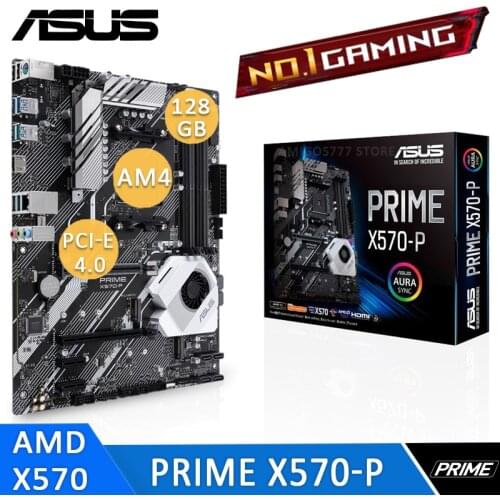Socket AM4 Asus PRIME X570-P Motherboard DDR4 CrossFireX RGB PCIe 4.0 128GB M.2 2280 AMD Ryzen Desktop AMD X570 Placa-Mãe AM4