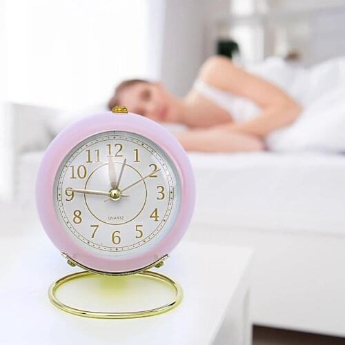 Retro European Metal Alarm Clock Mini Cute Silent Clock Bedside Wake-Up Clock Home Living Room Bedroom Office Table Decor
