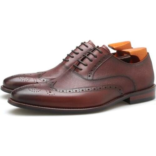 Fashion Black / Deep Brown Oxfords Business Shoes Genuine Leather Dress Shoes Mens Social Shoes